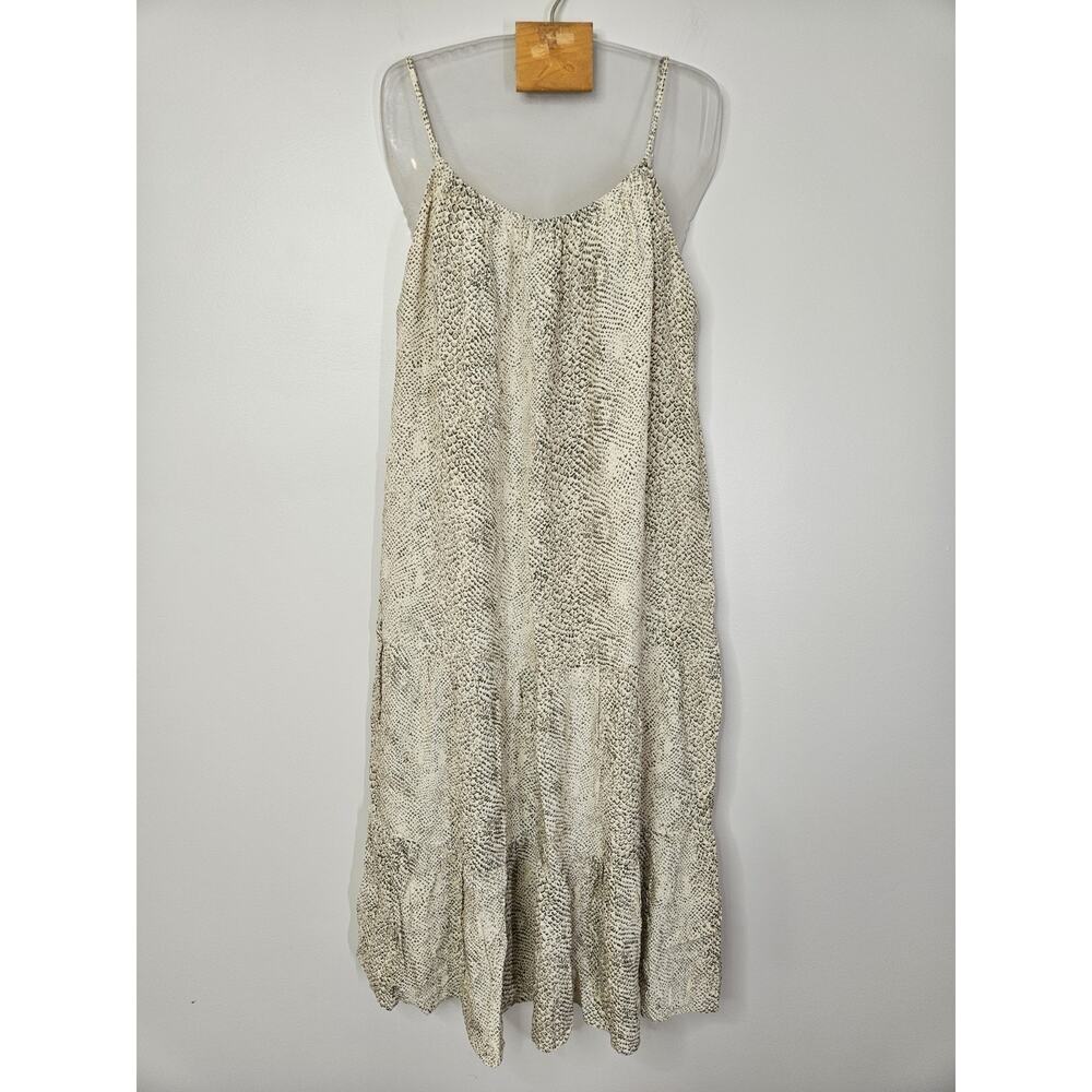 Rails Adora Dress Snakeskin Reptile Midi Sz S Flowy Neutral Sleeveless Boho Chic